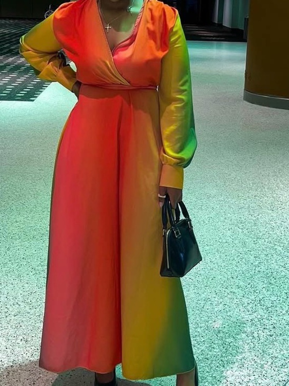 Jennyfer Garment Gradient Wrap Maxi Dress - Multicolor